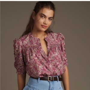 bishop + young rachel ruched sleeve blouse | XL | NWOT